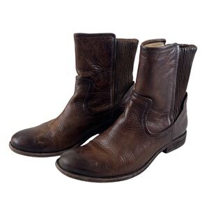 Frye Melissa Scrunch Short Boots Brown Leather Booties Size 8